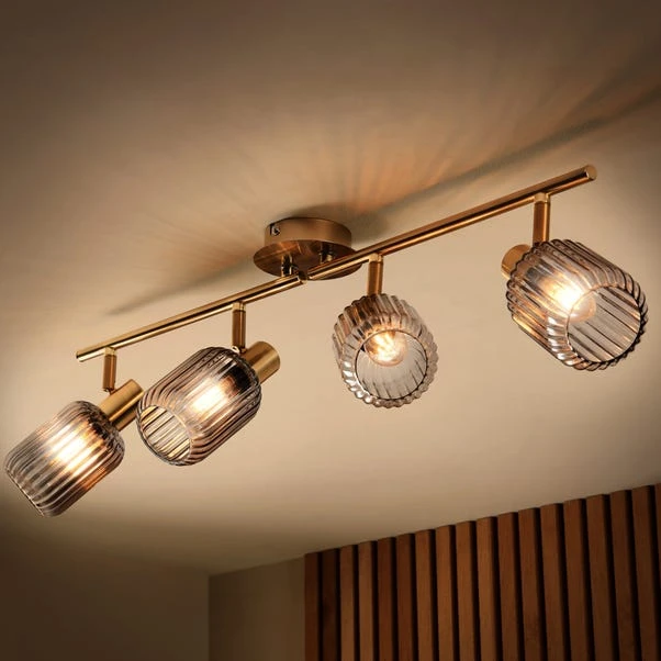 Riley Mid Century Ribbed 4 Light Adjustable Spotlight Bar 4 Riley Mid Century Ribbed 4 Light Adjustable Spotlight Bar - Image 2