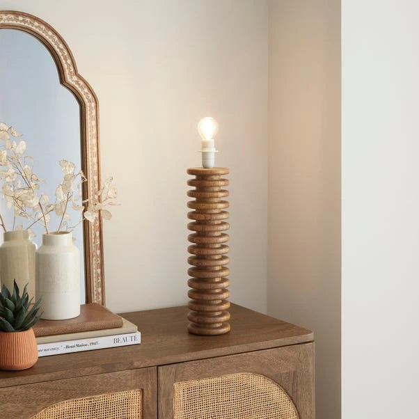 Maple Ribbed Wooden Table Lamp Base 3 Maple Ribbed Wooden Table Lamp Base