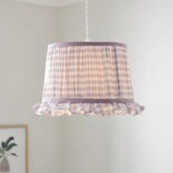 Carys Frilled Gingham Drum Lamp Shade -Home Lighting Store 30923633