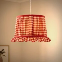 Carys Frilled Gingham Drum Lamp Shade -Home Lighting Store 30923634 alt01