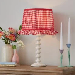 Carys Frilled Gingham Drum Lamp Shade -Home Lighting Store 30923634 alt03