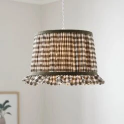 Carys Frilled Gingham Drum Lamp Shade -Home Lighting Store 30923635