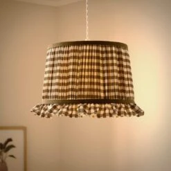 Carys Frilled Gingham Drum Lamp Shade -Home Lighting Store 30923635 alt01