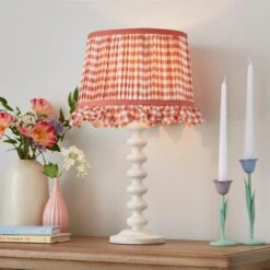 Carys Frilled Gingham Drum Lamp Shade -Home Lighting Store 30923636 alt03