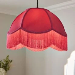 Carmona Fringed Velvet Lamp Shade -Home Lighting Store 30923739