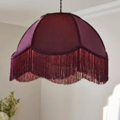 Carmona Fringed Velvet Lamp Shade -Home Lighting Store 30923740