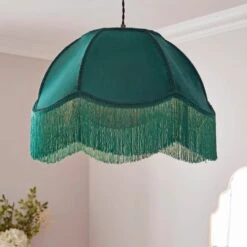 Carmona Fringed Velvet Lamp Shade -Home Lighting Store 30923741