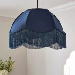 Carmona Fringed Velvet Lamp Shade -Home Lighting Store 30923742