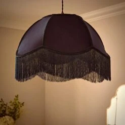 Carmona Fringed Velvet Lamp Shade -Home Lighting Store 30923742 alt01