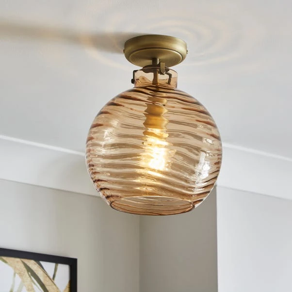 Amber Wave Semi Flush Ceiling Light 3 Amber Wave Semi Flush Ceiling Light