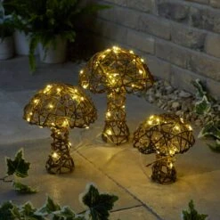 Set Of 3 Mushroom LED Indoor Outdoor Lights