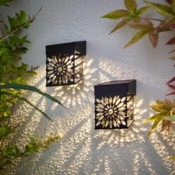Set Of 2 Solar Metal Fence Lights