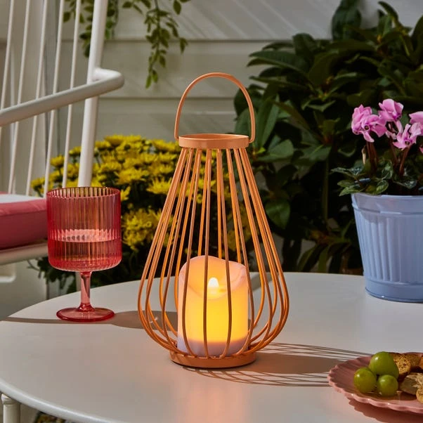 Metal Orange LED Indoor Outdoor Solar Lantern 4 Metal Orange LED Indoor Outdoor Solar Lantern - Image 2