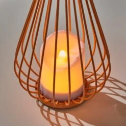 Metal Orange LED Indoor Outdoor Solar Lantern 7 Metal Orange LED Indoor Outdoor Solar Lantern -Home Lighting Store 30925557 alt02