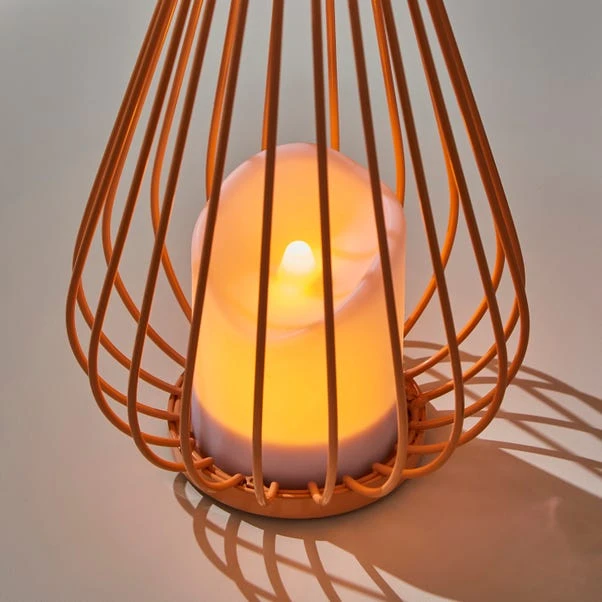 Metal Orange LED Indoor Outdoor Solar Lantern 5 Metal Orange LED Indoor Outdoor Solar Lantern - Image 3