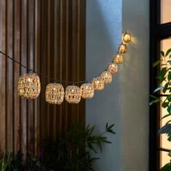 Rattan Woven 10 LED Indoor Outdoor Solar String Lights 6 Rattan Woven 10 LED Indoor Outdoor Solar String Lights -Home Lighting Store 30925558 alt01