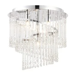 Return - Vogue Camile Spiral 4 Light Flush Chandelier, Chrome